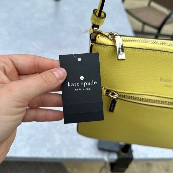 Kate Spade Crossbody Bag Yellow Leather Zip Top Shoulder Bag - Picture 4 of 12